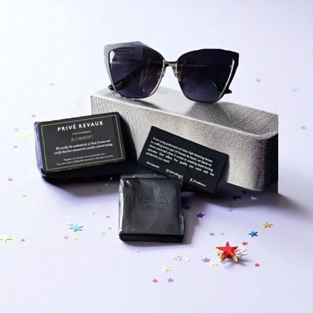 Prive Revaux Brunch Date Women's Sunglasses in Caviar Black & Gold New In Case